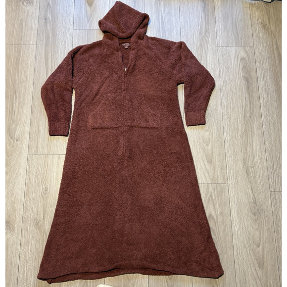 Barefoot Dreams S/M CozyChic Zip Hooded Lounger Robe Brown Soft Cozy - Picture 3 of 16